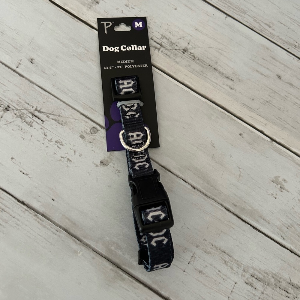 NEW Perri's Dog Collars AC/DC Medium Blsck and white dog collar 13.5-22 inch